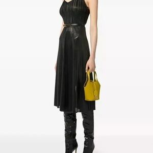 Chic Black Midi Dress with Belt